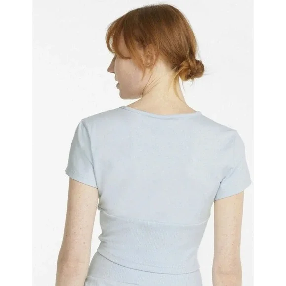 Puma Women's Classic Structured Crop Basic T-shirt Blue Size M - Picture 8 of 11